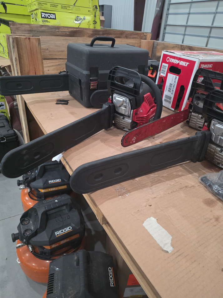 Chainsaws on a table